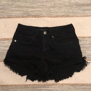 American Eagle frayed black denim shorts